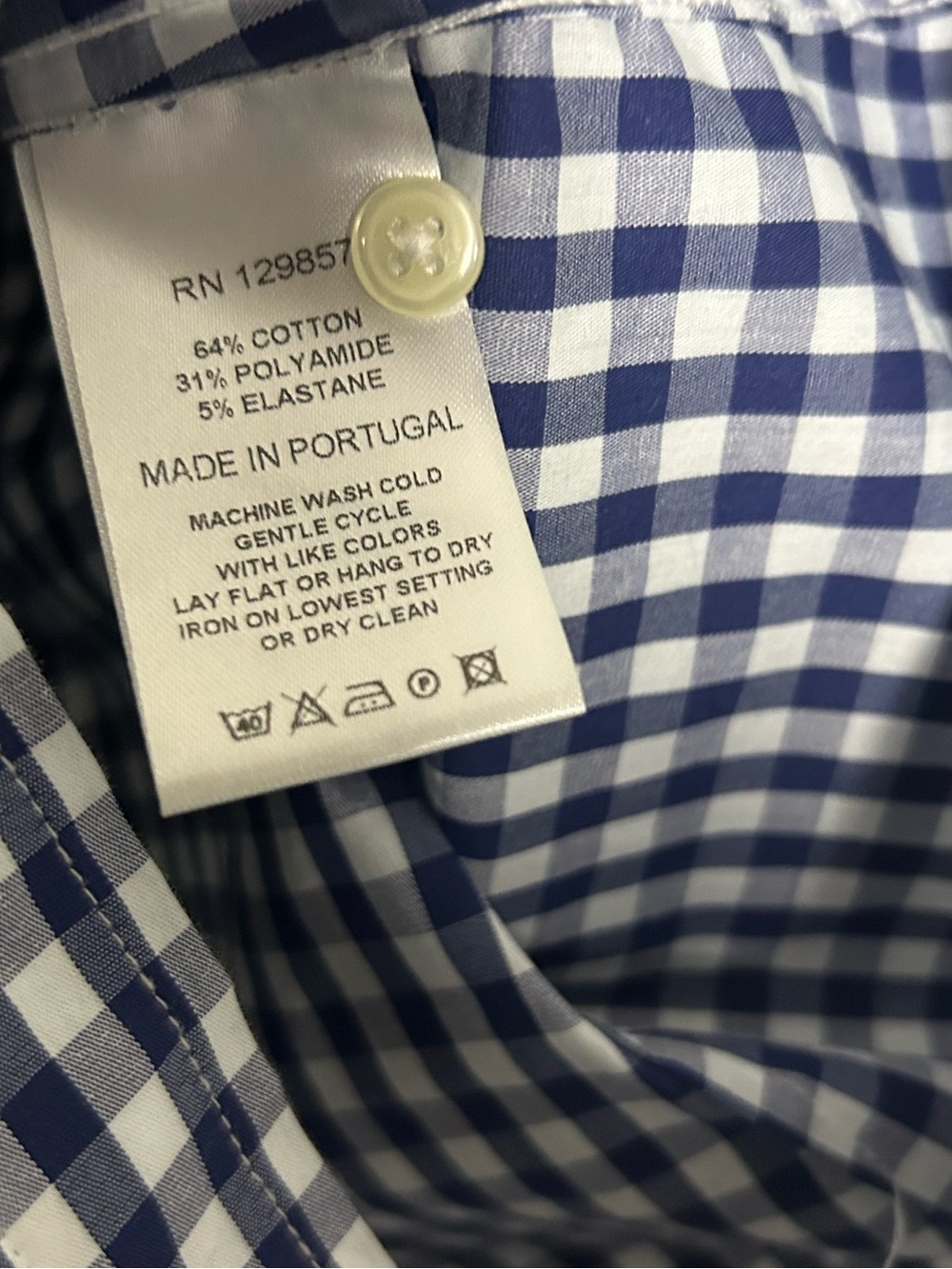 The Shirt By Rochelle Behrens Navy Gingham Button Down Size S - Picture 7 of 7